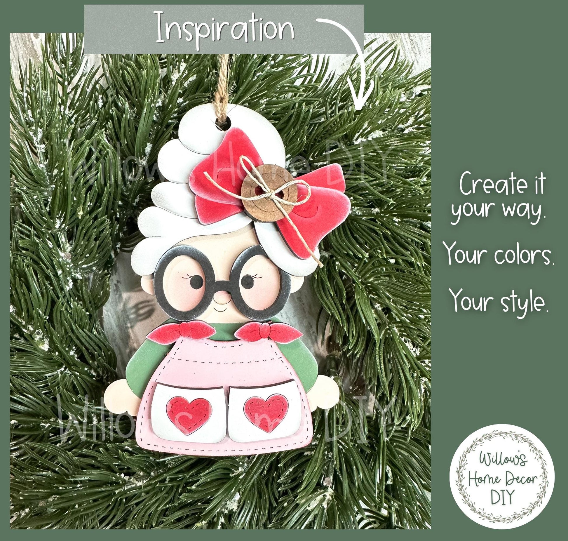 Santa & Mrs. Claus Ornament Wood Blank | DIY Unfinished Christmas Craft | Laser Cut MDF Craft Blank