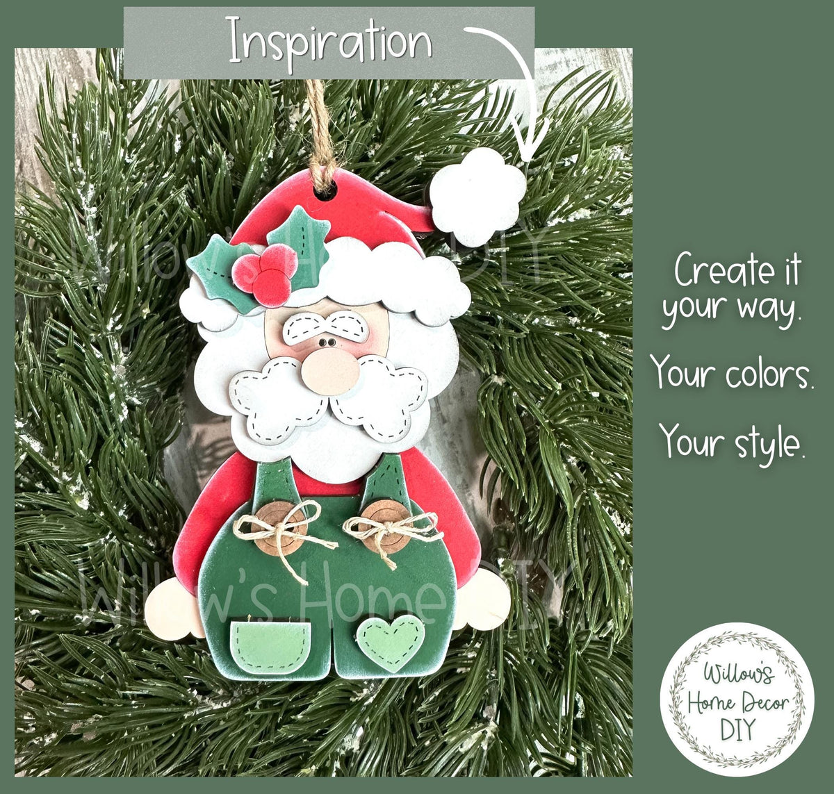 Santa & Mrs Claus Ornament Wood Blank | DIY Christmas Craft | Unfinished Laser Cut MDF