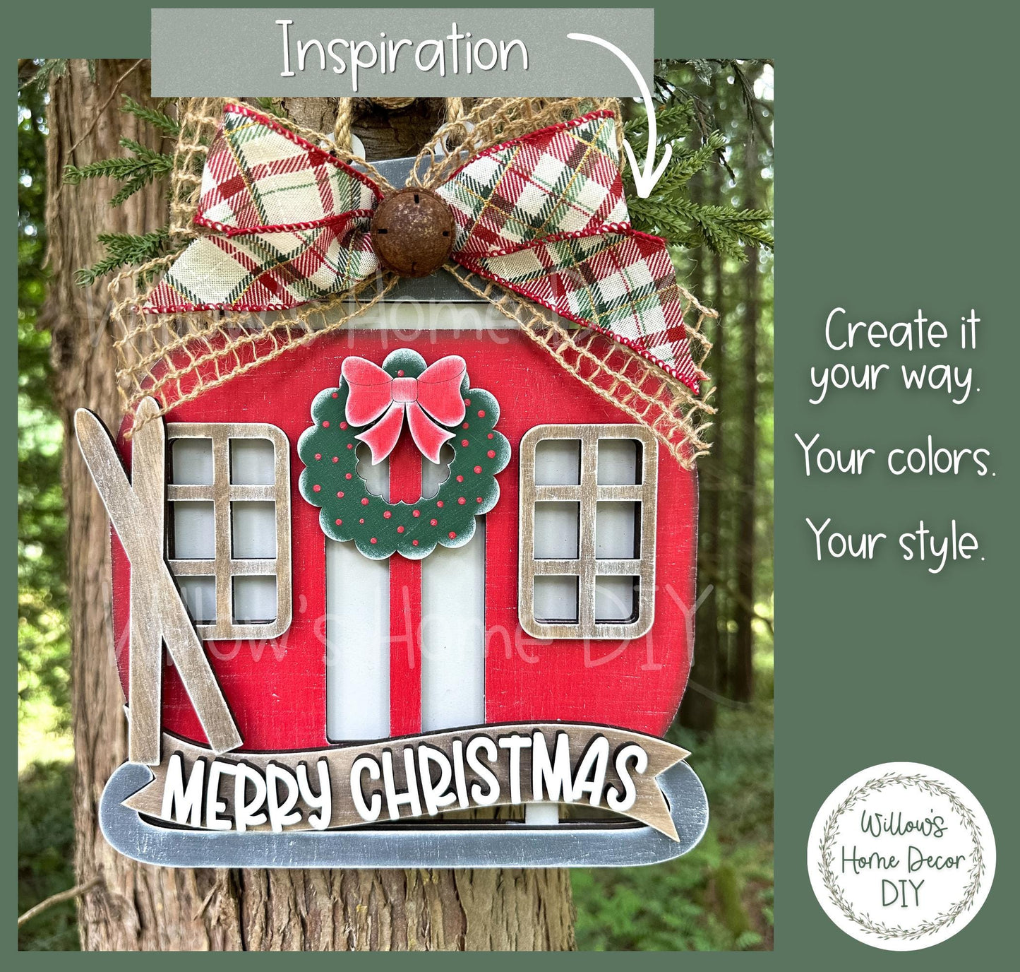 Christmas Ski Gondola Door Hanger Wood Blank | Unfinished Christmas Decor DIY | Ski Lodge Decor | Paint Your Own Sign | Front Door Decor