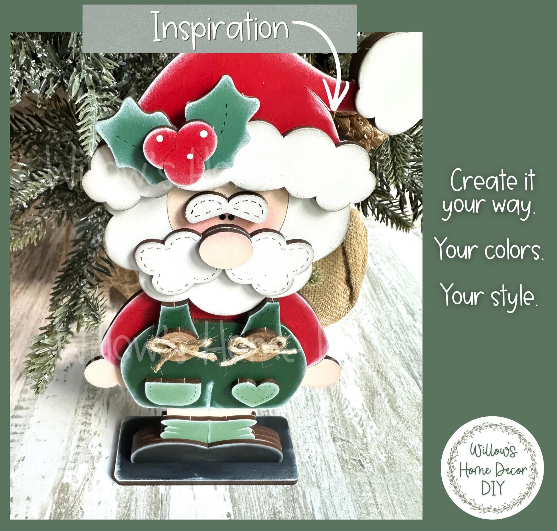 Santa Shelf Sitter DIY Kit | Unfinished Christmas Decor Wood Blank | Paint Your Own Sign | Farmhouse Mantle Decoration