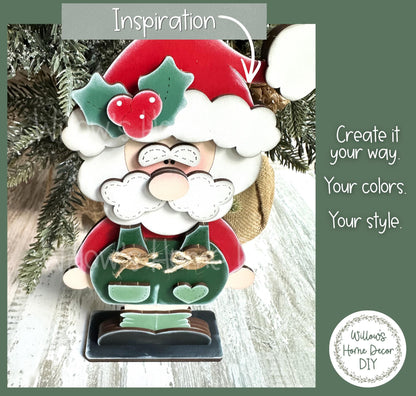 Santa Shelf Sitter DIY Kit | Unfinished Christmas Decor Wood Blank | Paint Your Own Sign | Farmhouse Mantle Decoration