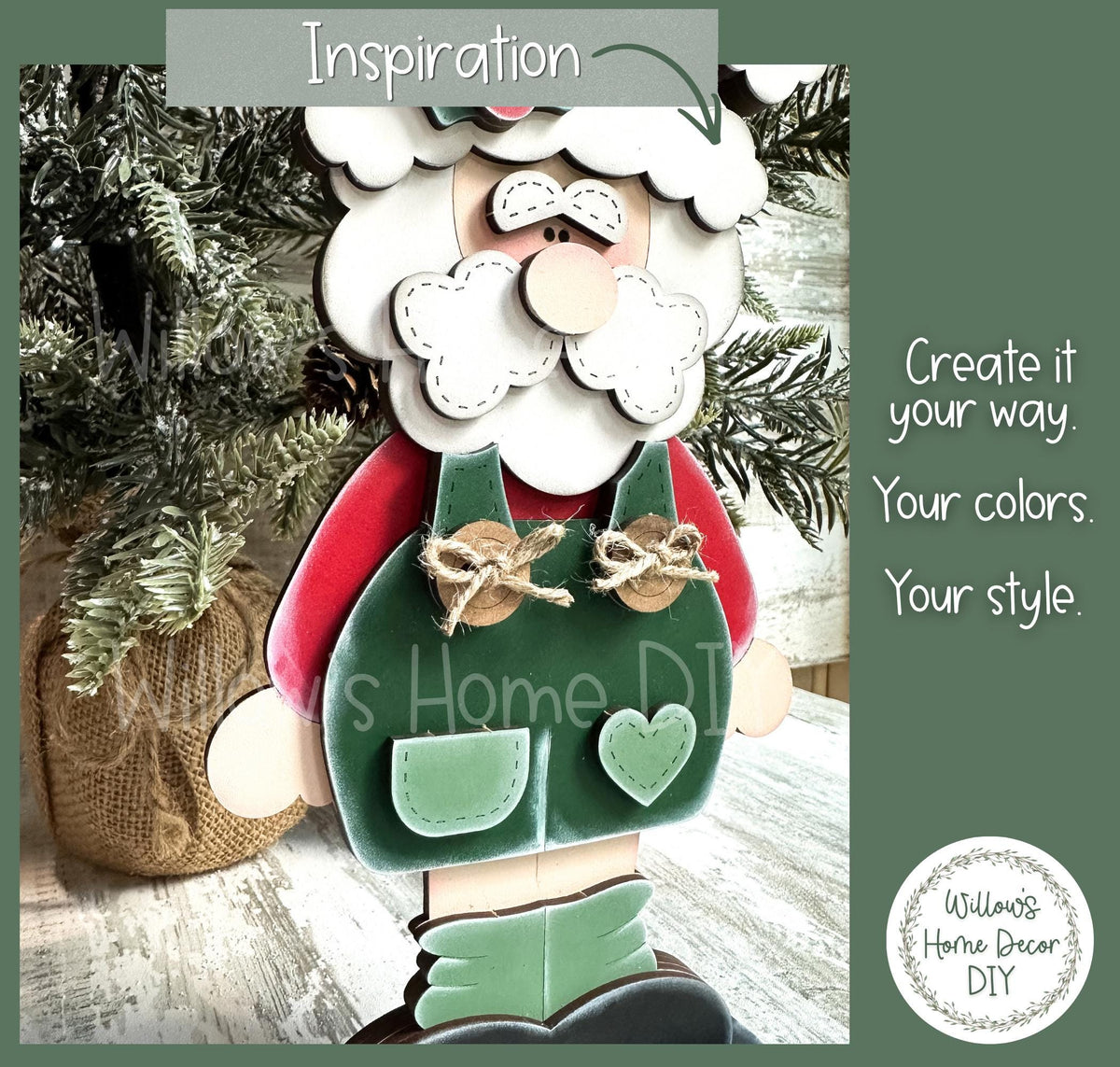 Santa Shelf Sitter DIY Kit | Unfinished Christmas Decor Wood Blank | Paint Your Own Sign | Farmhouse Mantle Decoration