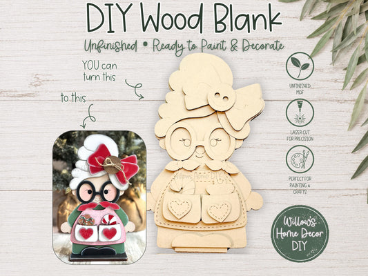 Mrs. Claus Shelf Sitter DIY Kit | Unfinished Christmas Decor Wood Blank | Paint Your Own Sign | Farmhouse Mantle Decoration