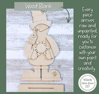 Snowman Countdown to Christmas Wood Blank | DIY Unfinished Shelf Sitter | Interchangeable Advent Calendar | Paint Your Own Decor