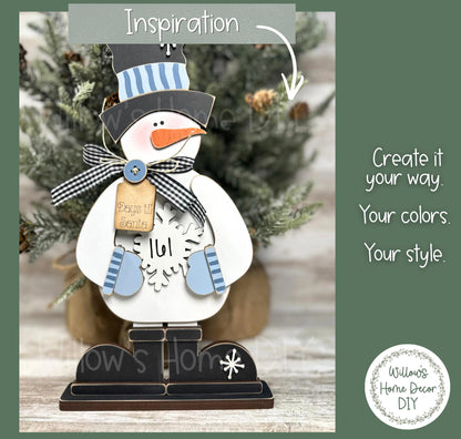 Snowman Countdown to Christmas Wood Blank | DIY Unfinished Shelf Sitter | Interchangeable Advent Calendar | Paint Your Own Decor
