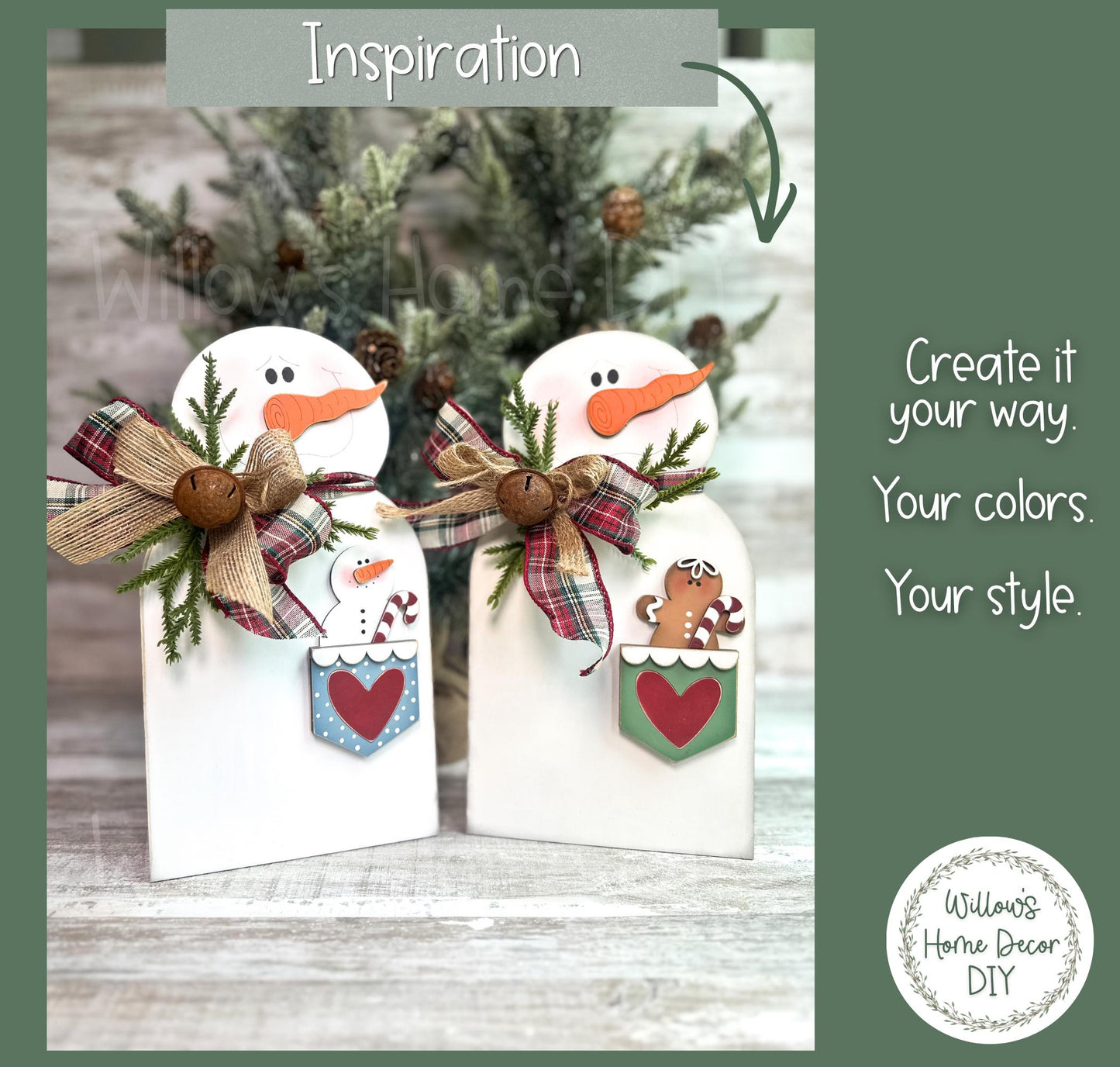 Snowman & Gingerbread Shelf Sitter DIY Wood Blank - Christmas Decor - Unfinished Craft - Paint Party Supply - Adult Kids Crafts