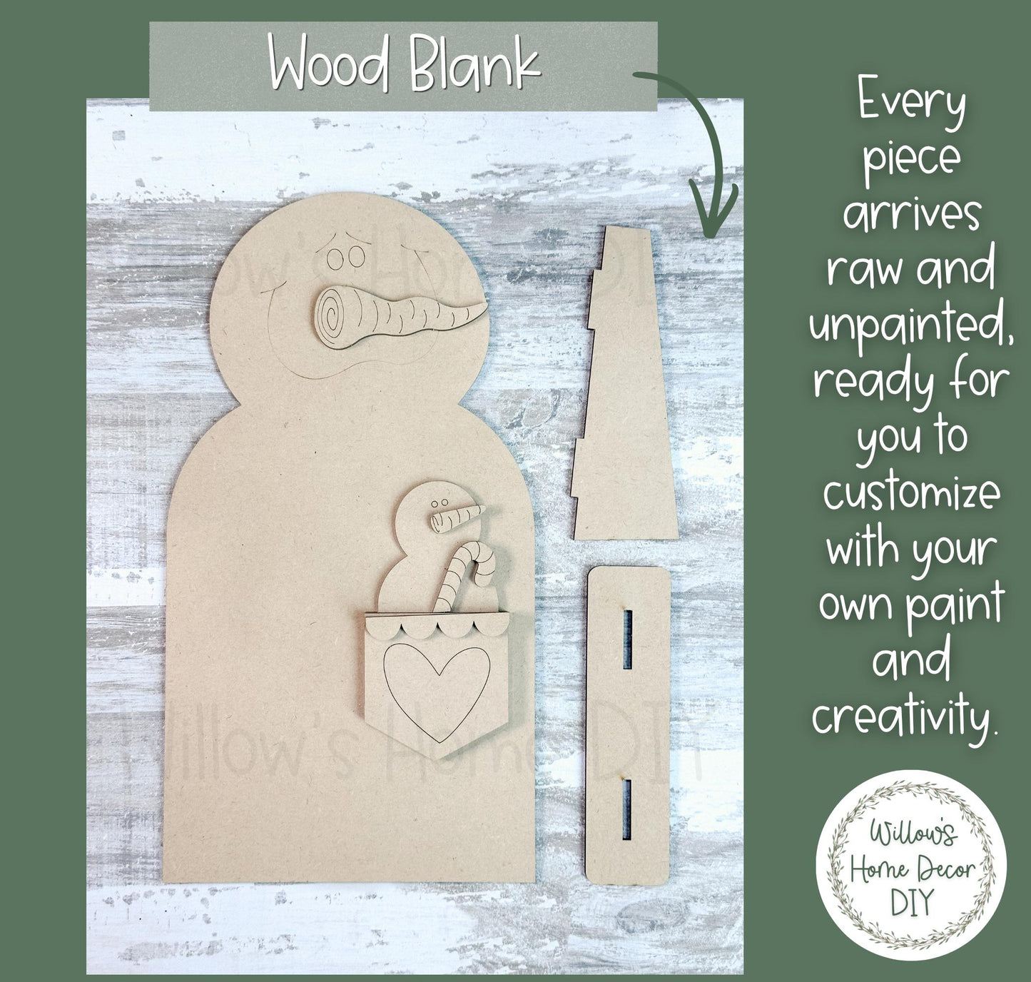 Snowman & Gingerbread Shelf Sitter DIY Wood Blank - Christmas Decor - Unfinished Craft - Paint Party Supply - Adult Kids Crafts
