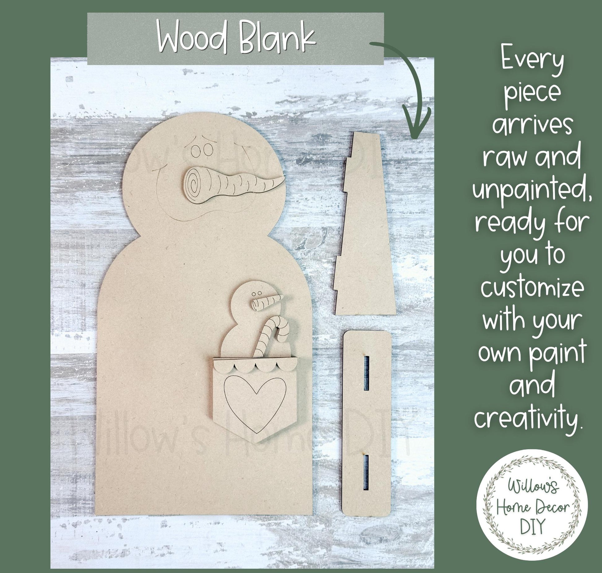 Snowman & Gingerbread Shelf Sitter DIY Wood Blank - Christmas Decor - Unfinished Craft - Paint Party Supply - Adult Kids Crafts