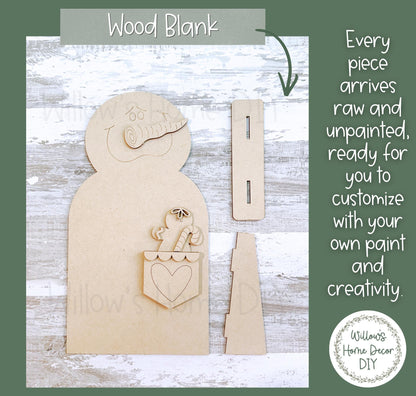 Snowman & Gingerbread Shelf Sitter DIY Wood Blank - Christmas Decor - Unfinished Craft - Paint Party Supply - Adult Kids Crafts