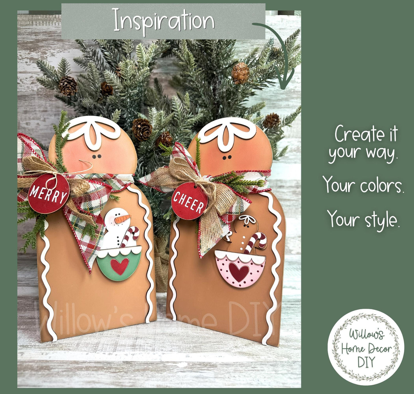 Gingerbread Shelf Sitter DIY Wood Blank | Unfinished Christmas Snowman Decor | Unfinished Paint Your Own