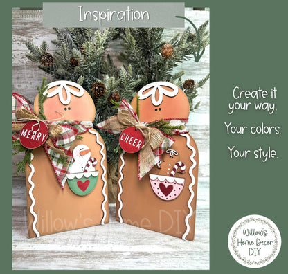 Gingerbread Shelf Sitter DIY Wood Blank | Unfinished Christmas Snowman Decor | Unfinished Paint Your Own