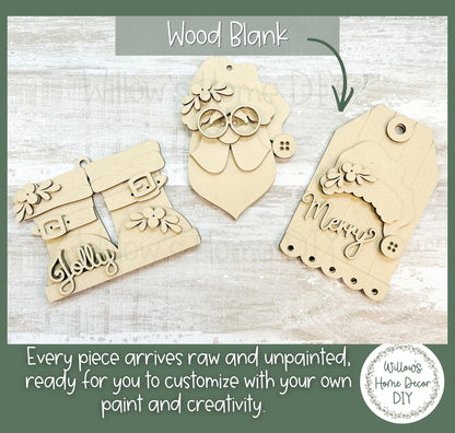 Christmas Ornament Wood Blank | DIY Unfinished Christmas Craft | Santa Boots | Laser Cut MDF Craft Blank