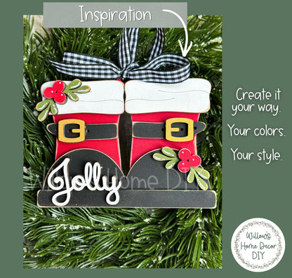Christmas Ornament Wood Blank | DIY Unfinished Christmas Craft | Santa Boots | Laser Cut MDF Craft Blank