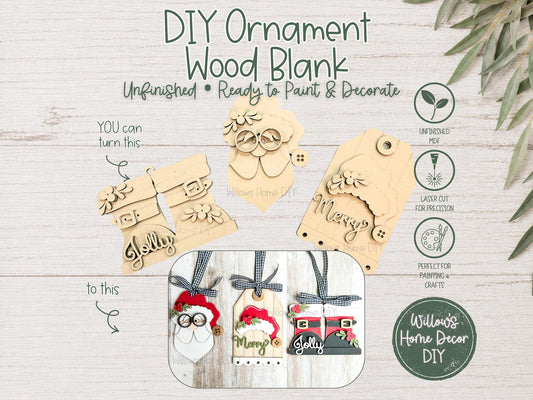 Christmas Ornament Wood Blank | DIY Unfinished Christmas Craft | Santa Boots | Laser Cut MDF Craft Blank