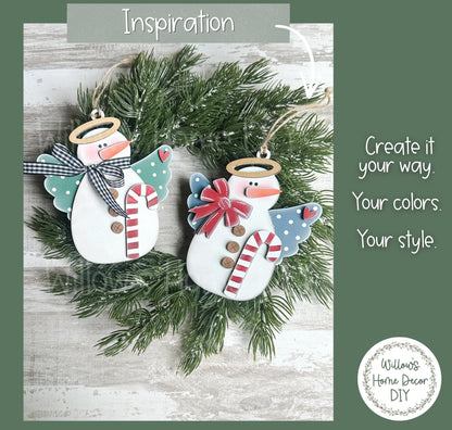 Snowman Angel Ornament Wood Blank | DIY Unfinished Christmas Craft | Laser Cut MDF Craft Blank
