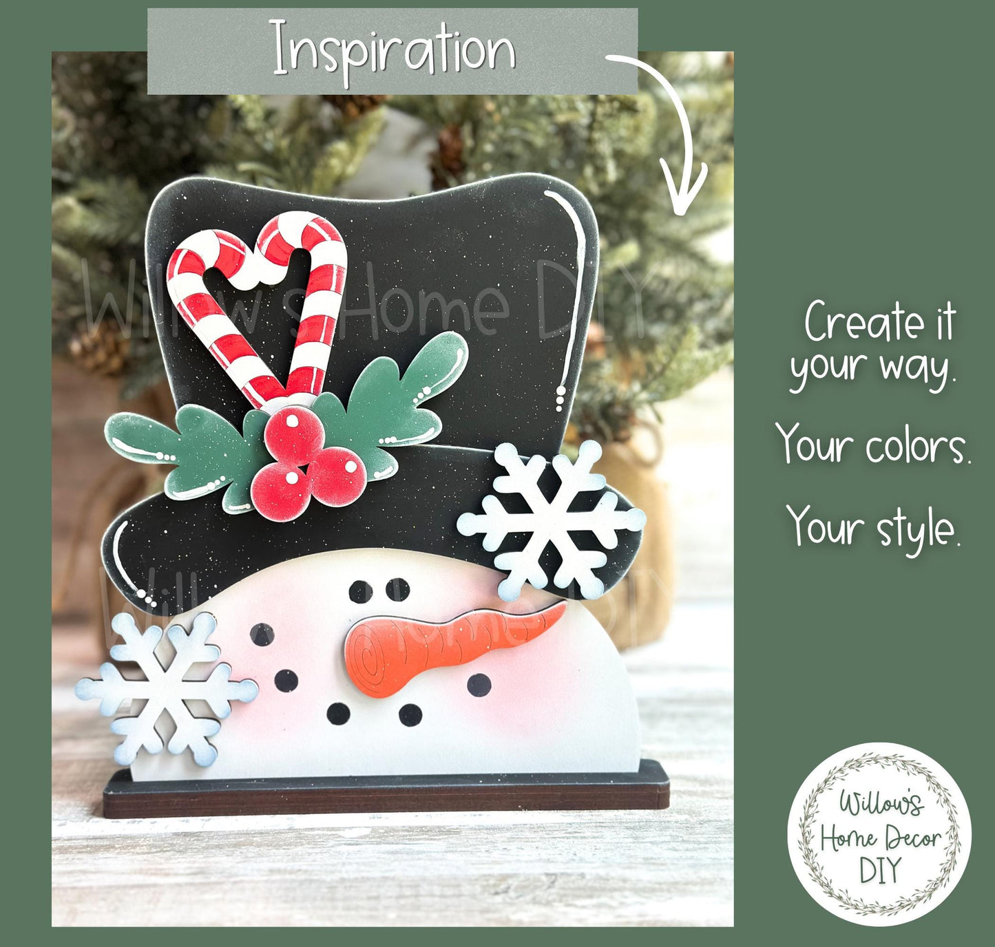 Snowman Shelf Sitter Wood Blank | Unfinished DIY Christmas Craft | Paint Party Supply | Lighted Option Available