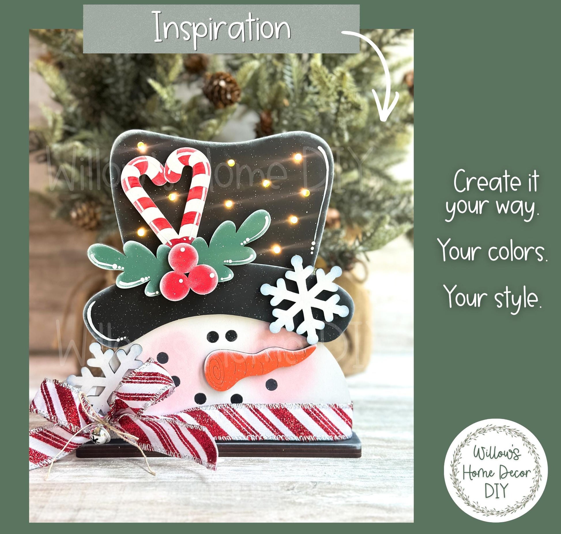 Snowman Shelf Sitter Wood Blank | Unfinished DIY Christmas Craft | Paint Party Supply | Lighted Option Available