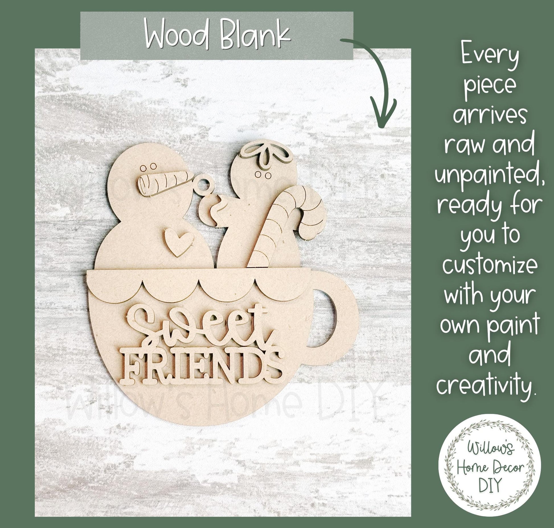 Snowman Gingerbread Christmas Ornament Wood Blank | Unfinished DIY Christmas Craft | Paint Party Supply