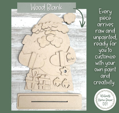 Santa Shelf Sitter Wood Blank | Unfinished Christmas Decor DIY | Paint Your Own Tea Light Sign | Farmhouse Mantle