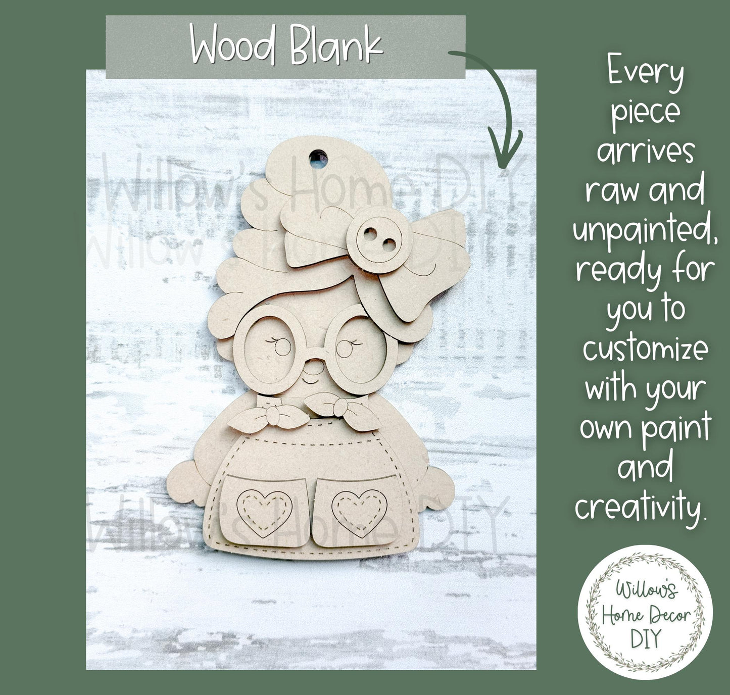 Santa & Mrs. Claus Ornament Wood Blank | DIY Unfinished Christmas Craft | Laser Cut MDF Craft Blank