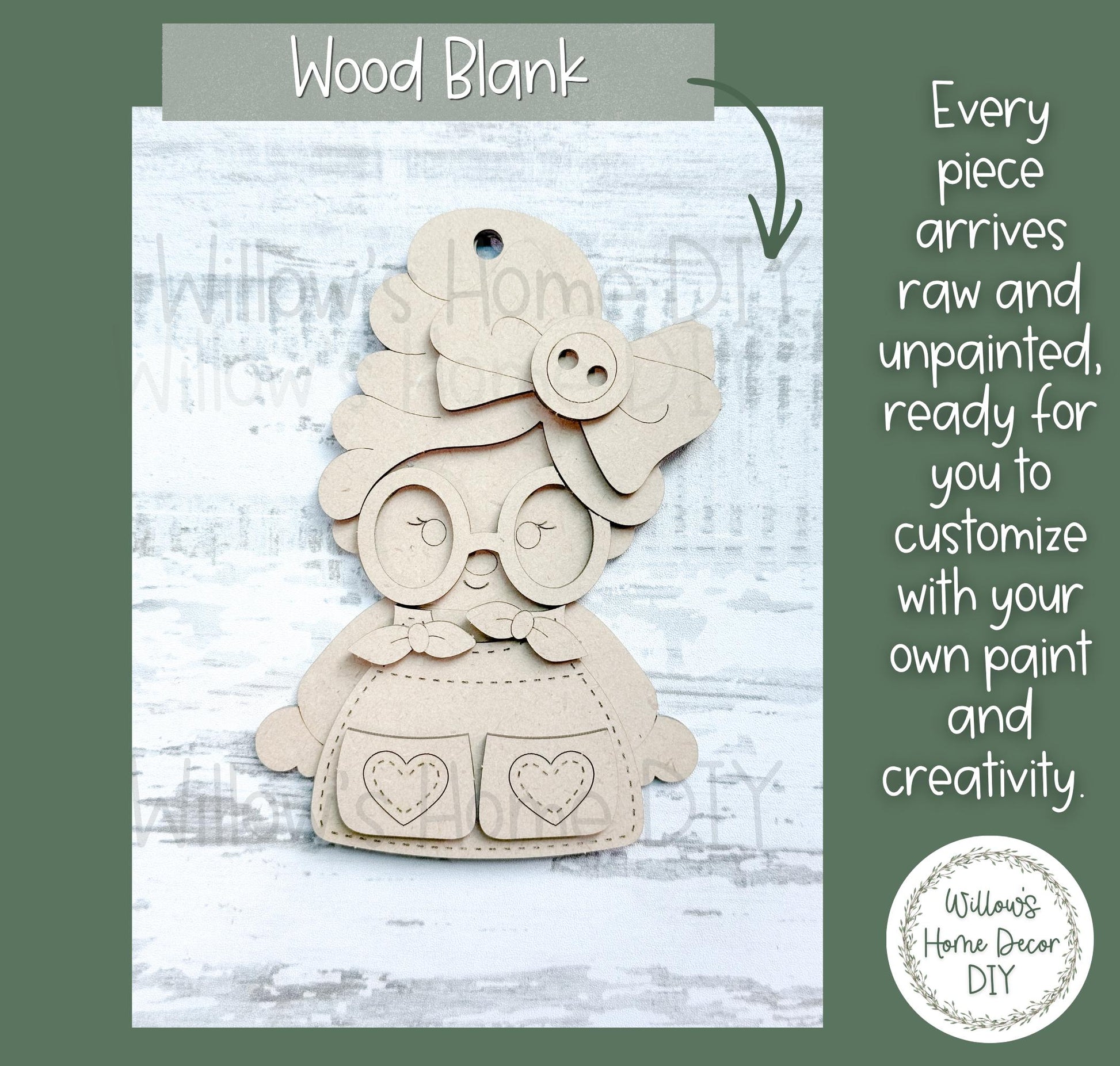 Santa & Mrs. Claus Ornament Wood Blank | DIY Unfinished Christmas Craft | Laser Cut MDF Craft Blank