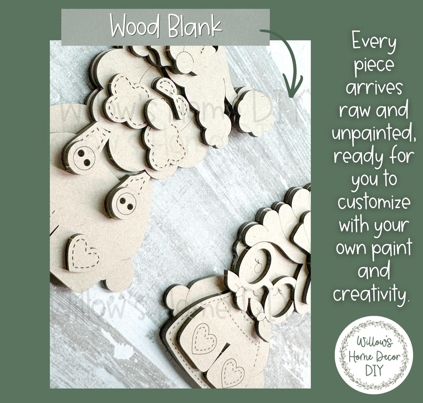 Santa & Mrs. Claus Ornament Wood Blank | DIY Unfinished Christmas Craft | Laser Cut MDF Craft Blank