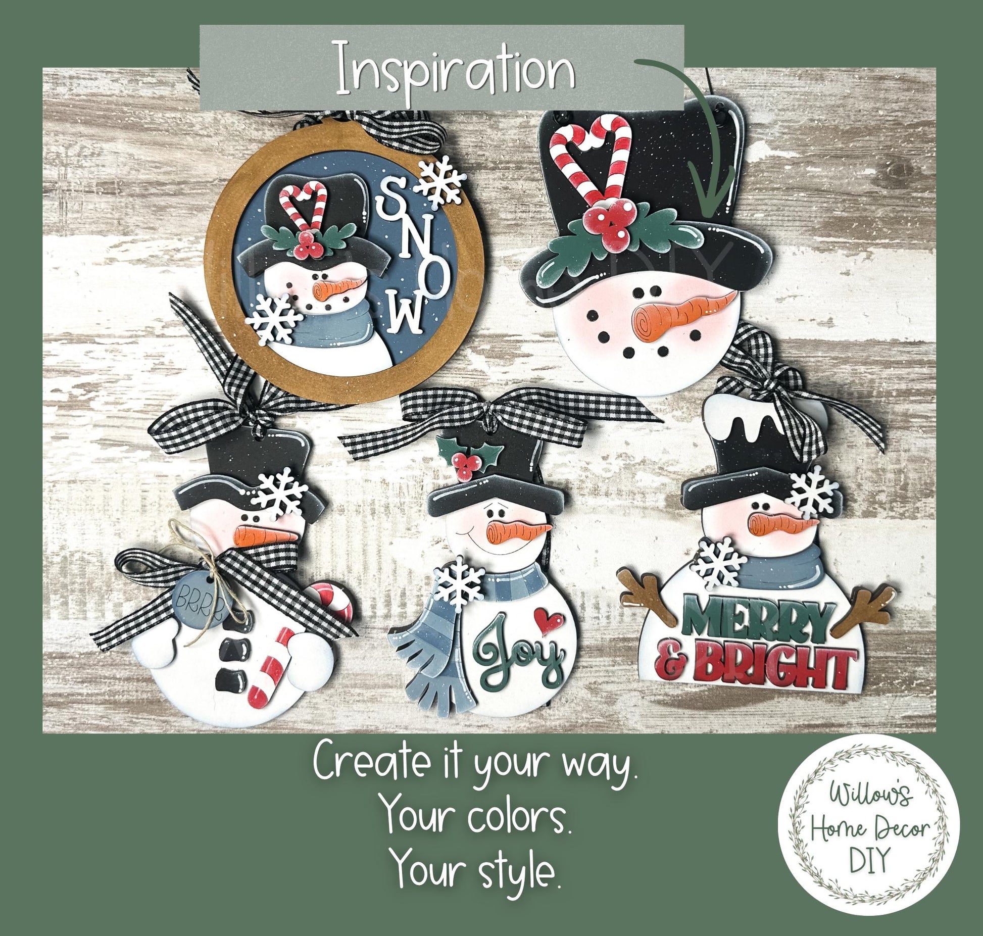 Snowman Ornament Wood Blank | DIY Unfinished Christmas Craft | Laser Cut MDF Craft Blank