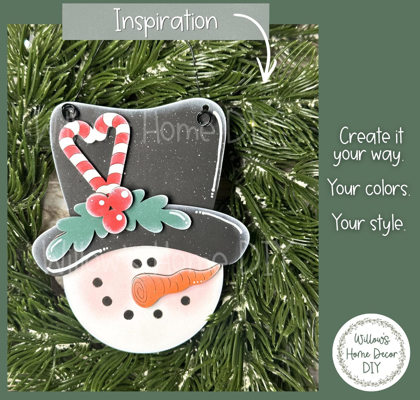 Snowman Ornament Wood Blank | DIY Unfinished Christmas Craft | Laser Cut MDF Craft Blank