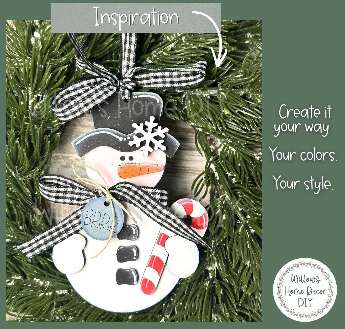 Snowman Ornament Wood Blank | DIY Unfinished Christmas Craft | Laser Cut MDF Craft Blank