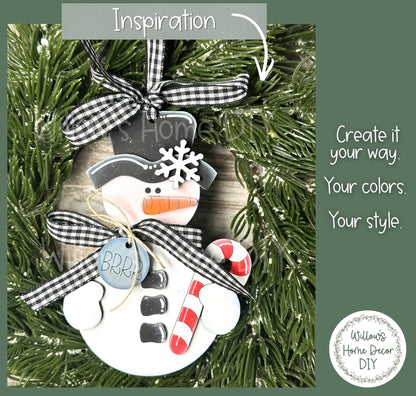 Snowman Ornament Wood Blank | DIY Unfinished Christmas Craft | Laser Cut MDF Craft Blank