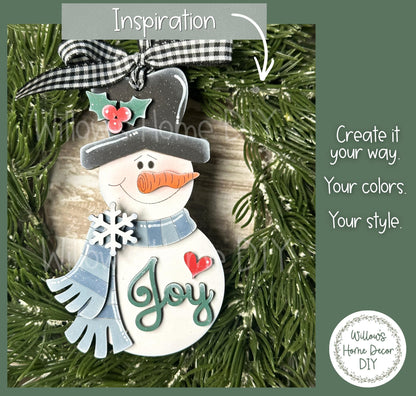 Snowman Ornament Wood Blank | DIY Unfinished Christmas Craft | Laser Cut MDF Craft Blank