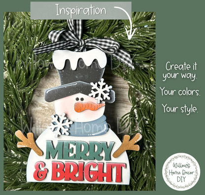 Snowman Ornament Wood Blank | DIY Unfinished Christmas Craft | Laser Cut MDF Craft Blank