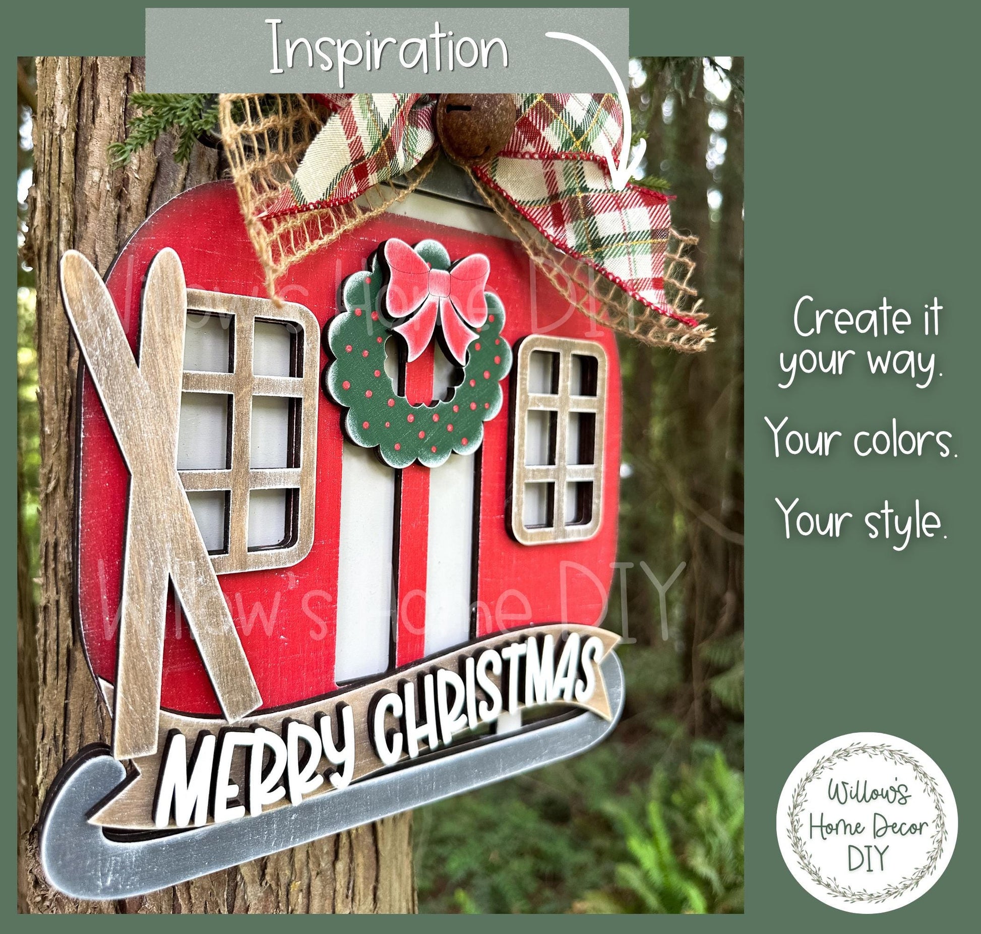 Christmas Ski Gondola Door Hanger Wood Blank | Unfinished Christmas Decor DIY | Ski Lodge Decor | Paint Your Own Sign | Front Door Decor