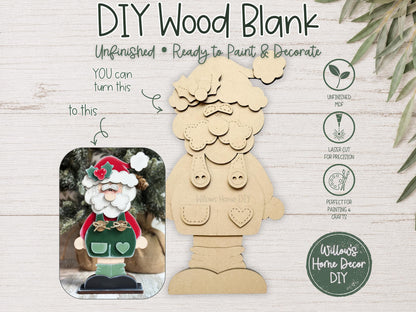Santa Shelf Sitter DIY Kit | Unfinished Christmas Decor Wood Blank | Paint Your Own Sign | Farmhouse Mantle Decoration