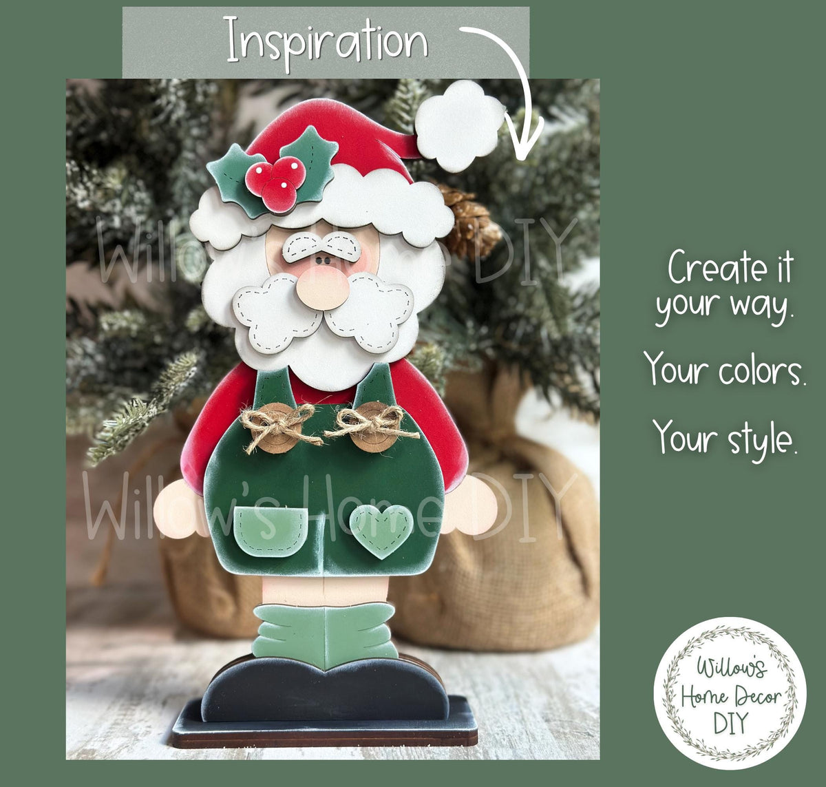 Santa Shelf Sitter DIY Kit | Unfinished Christmas Decor Wood Blank | Paint Your Own Sign | Farmhouse Mantle Decoration