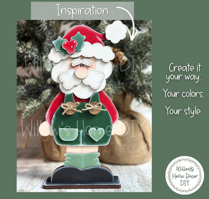 Santa Shelf Sitter DIY Kit | Unfinished Christmas Decor Wood Blank | Paint Your Own Sign | Farmhouse Mantle Decoration