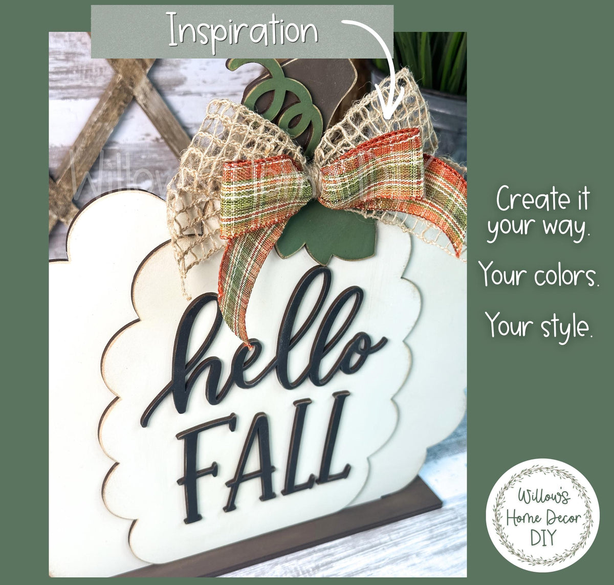 Hello Fall Pumpkin Shelf Sitter, Unfinished Wood Blank DIY Craft Kit, Scalloped Pumpkin Mantle Decor