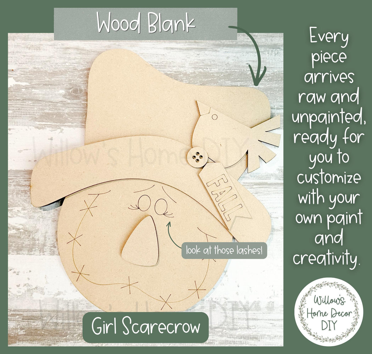 Scarecrow Shelf Sitter | Unfinished Wood Blank DIY Craft Kit | Fall Tiered Tray Decor | Mantel Decoration
