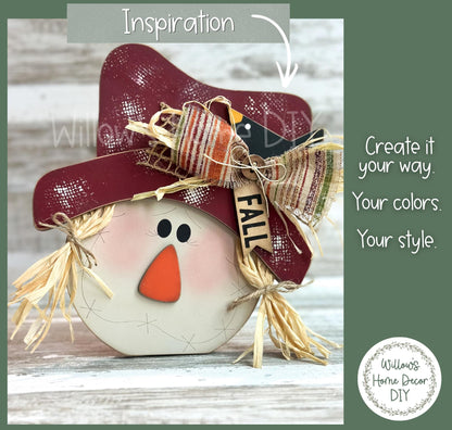 Scarecrow Shelf Sitter | Unfinished Wood Blank DIY Craft Kit | Fall Tiered Tray Decor | Mantel Decoration