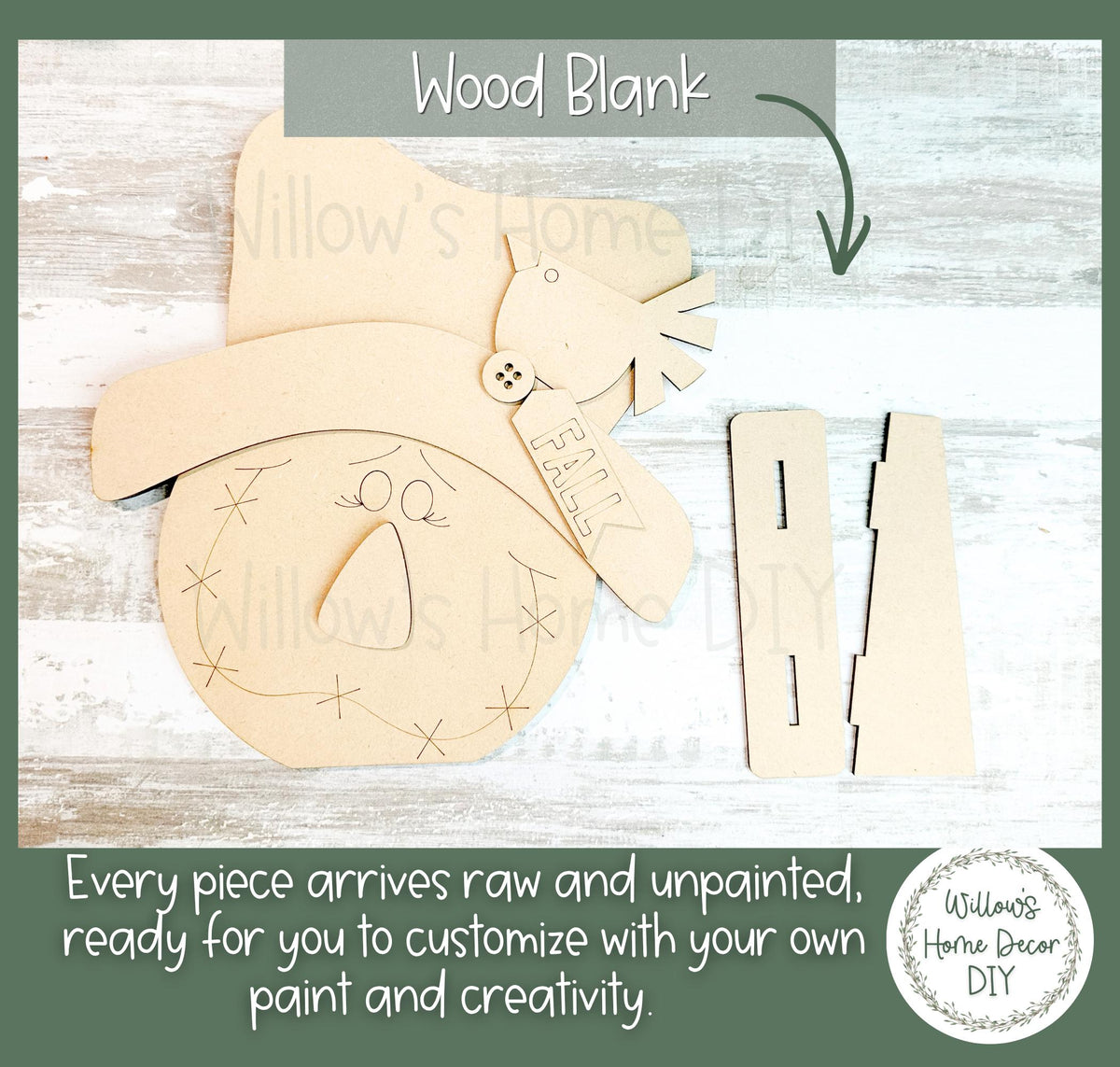 Scarecrow Shelf Sitter | Unfinished Wood Blank DIY Craft Kit | Fall Tiered Tray Decor | Mantel Decoration