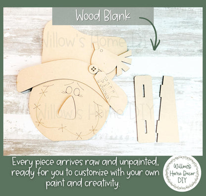 Scarecrow Shelf Sitter | Unfinished Wood Blank DIY Craft Kit | Fall Tiered Tray Decor | Mantel Decoration