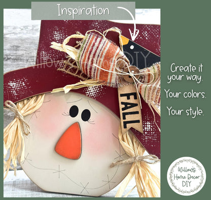 Scarecrow Shelf Sitter | Unfinished Wood Blank DIY Craft Kit | Fall Tiered Tray Decor | Mantel Decoration