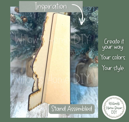 Santa and Reindeer Shelf Sitter DIY Kit | Unfinished North Pole Decor Wood Blank | Paint Your Own Sign | Farmhouse Mantle Decoration