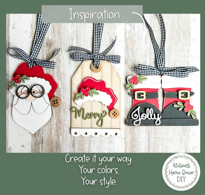 Christmas Ornament Wood Blank | DIY Unfinished Christmas Craft | Santa Boots | Laser Cut MDF Craft Blank
