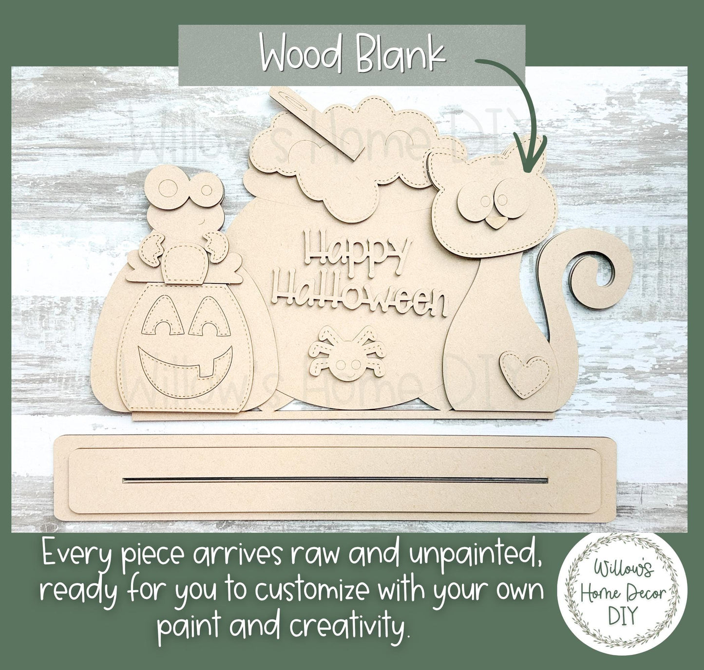 Halloween Wood Blank - Ghost DIY Kit - Unfinished Craft - Paint Party Craft Kit - Spooky Season Decor