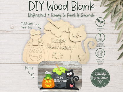 Halloween Wood Blank - Ghost DIY Kit - Unfinished Craft - Paint Party Craft Kit - Spooky Season Decor