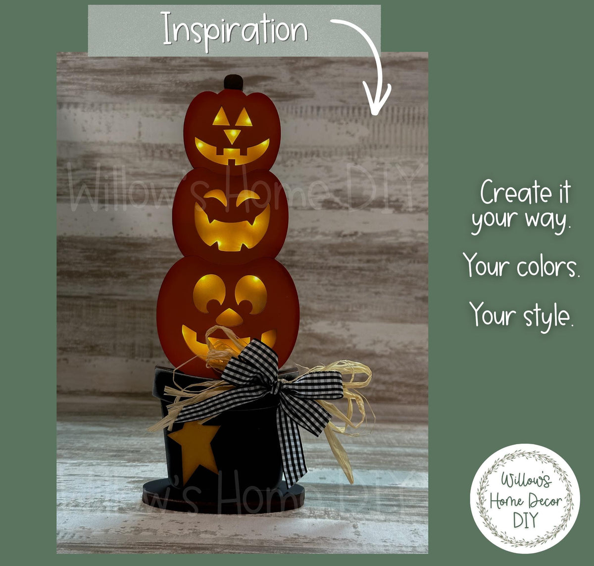 Stacked Pumpkin Wood Blank, DIY Light Up Jack O Lantern, Unfinished Wood Halloween Decor, Laser Cut Pumpkin Stack, Paint Your Own Halloween