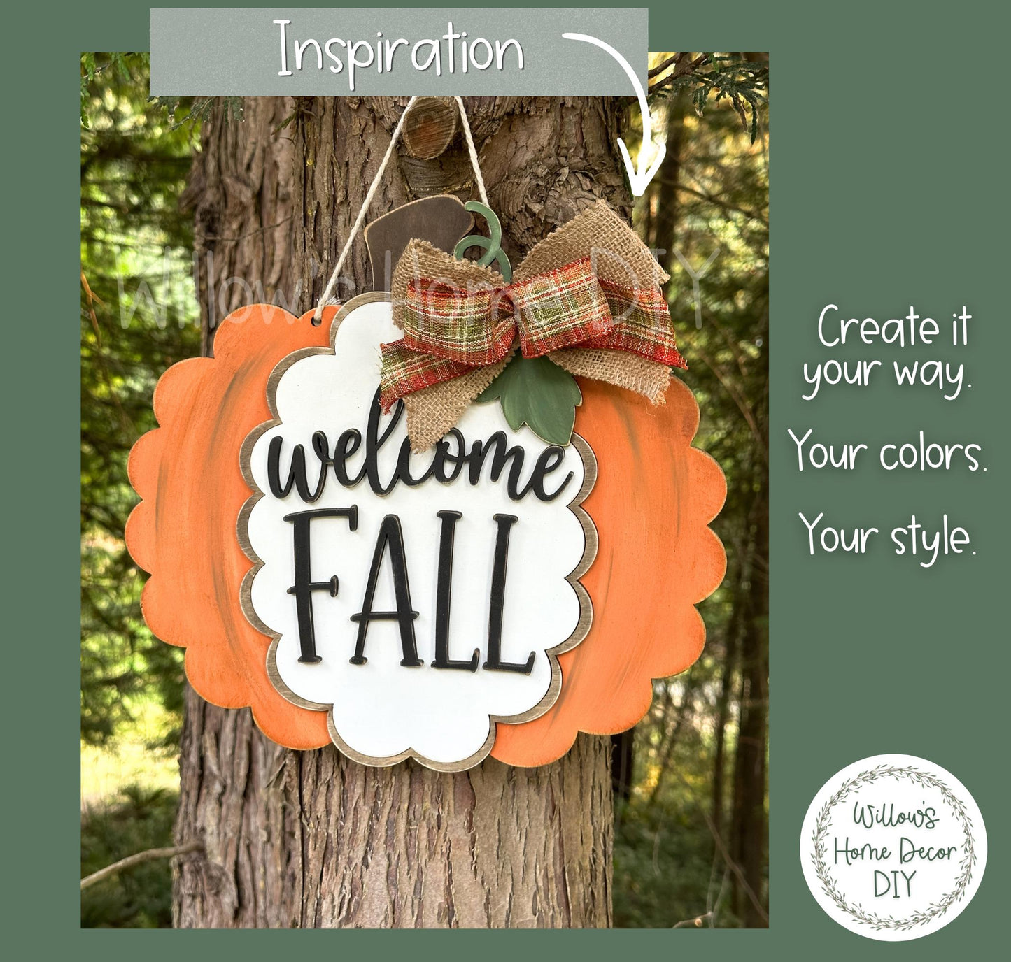 Welcome Fall Pumpkin Wood Door Hanger DIY Kit - Unfinished Wood Craft Kit - Fall Porch Decor - Paint Your Own - Adult Kid Craft Activity
