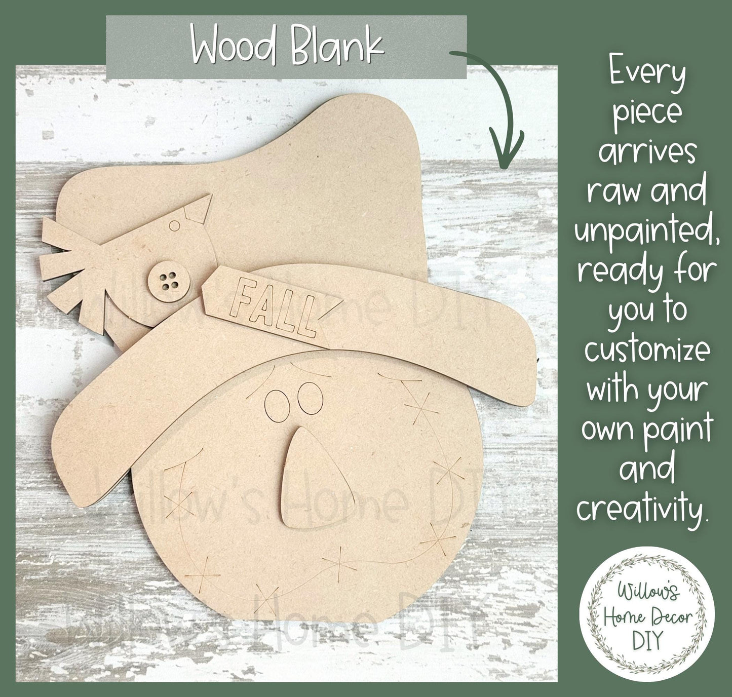 DIY Scarecrow Shelf Sitters | Unfinished Wood Blanks | Fall Decor Craft Kit | Laser Cut MDF Blanks to Paint | Ready to Paint Fall Decor