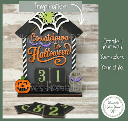 Countdown to Halloween Wood Blank - DIY Kit - Unfinished Craft - Paint Party Craft Kit